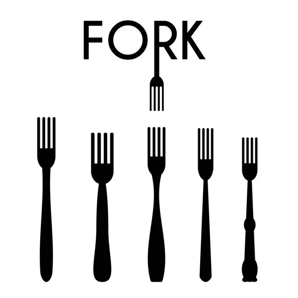 Set of Fork Silhouettes — Stock Vector
