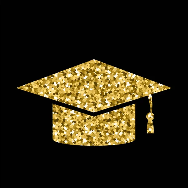 Yellow Glitter Graduation Cap Icon Isolated — Stock Vector