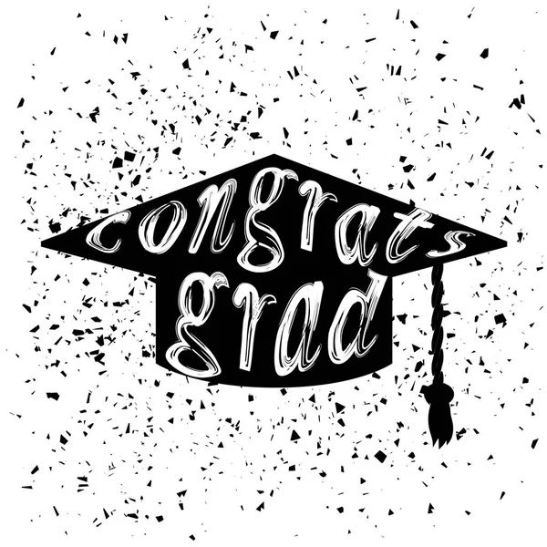 Silhouette del cappello di laurea con lettering — Vettoriale Stock