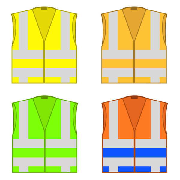 Красочные куртки безопасности. Охрана рабочей одежды для работы. Дорожные жилеты с полосками. Профессиональная одежда высокой видимости

