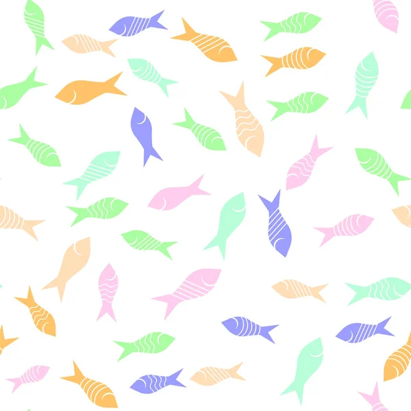 Silhouettes de poisson colorées Modèle sans couture — Image vectorielle