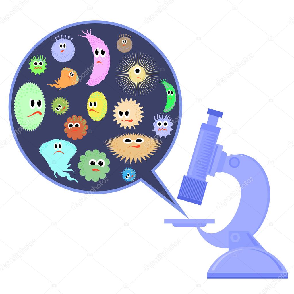 Set of Different Cartoon Microbes. Pandemic Colored Backteria