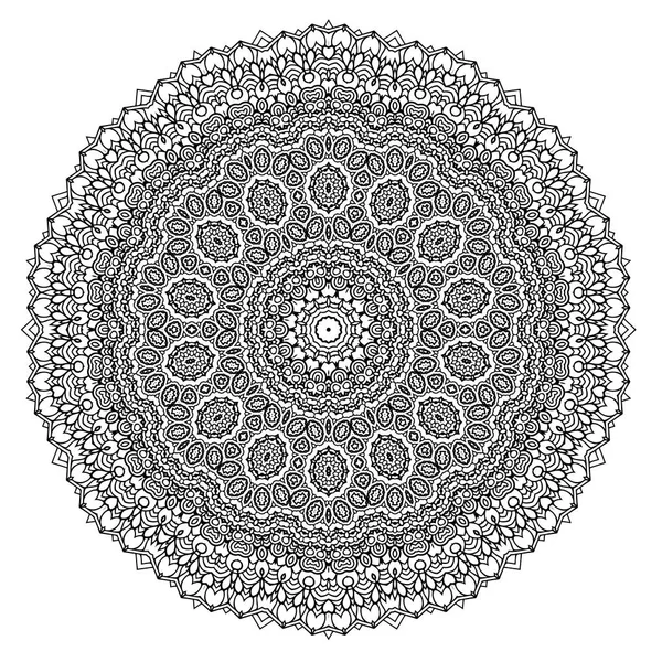 Árabe, indio, motivos otomanos. Adorno de contorno monocromo. Amuleto étnico de Mandala — Archivo Imágenes Vectoriales