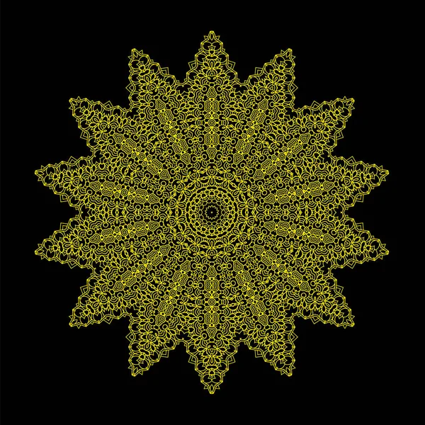 Islam, arabe, indien, ottoman Motifs. Ornement monochrome isolé sur fond sombre. Amulette ethnique du Mandala — Image vectorielle