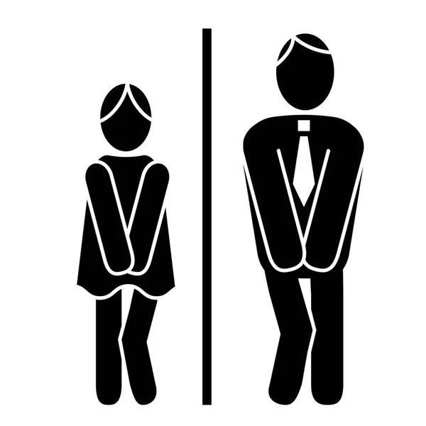 Toilet wc symbolen. Mannelijke en vrouwelijke iconen. Lady en Man silhouetten. Wc deur plaat teken. — Stockvector