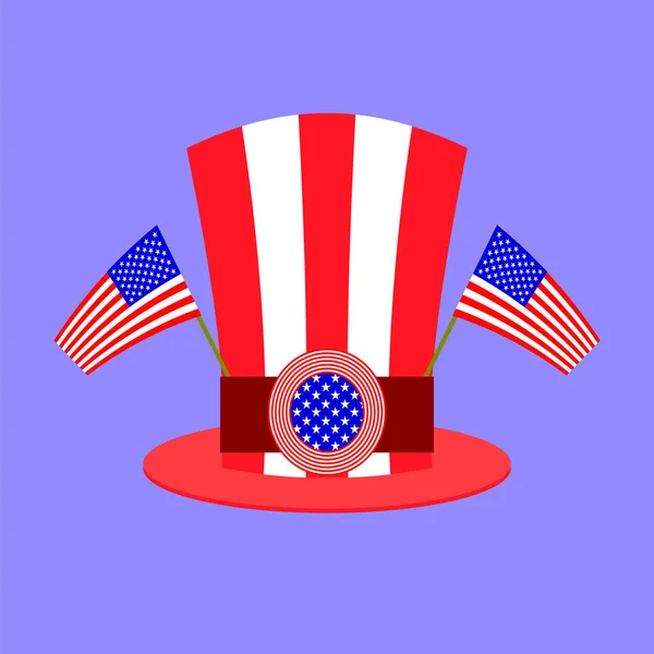 青い背景の 2 つの星空フラグとアメリカの帽子 — ストックベクタ