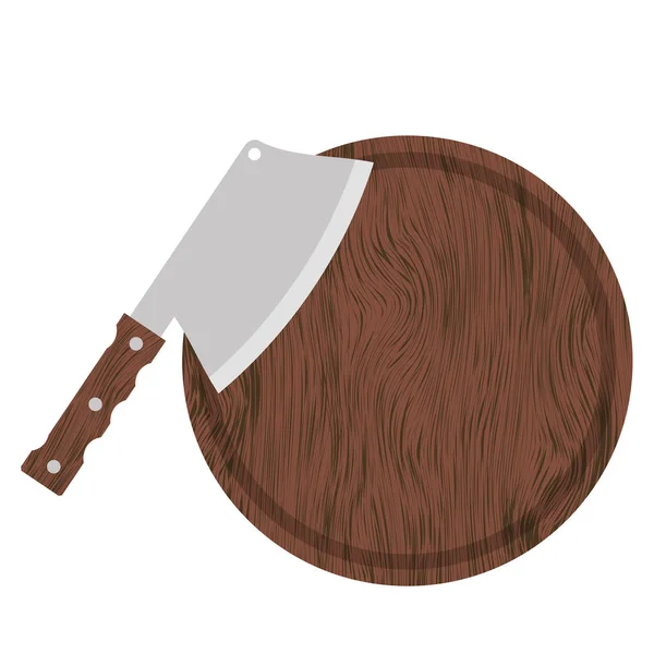Nóż i deska drewno koło — Wektor stockowy