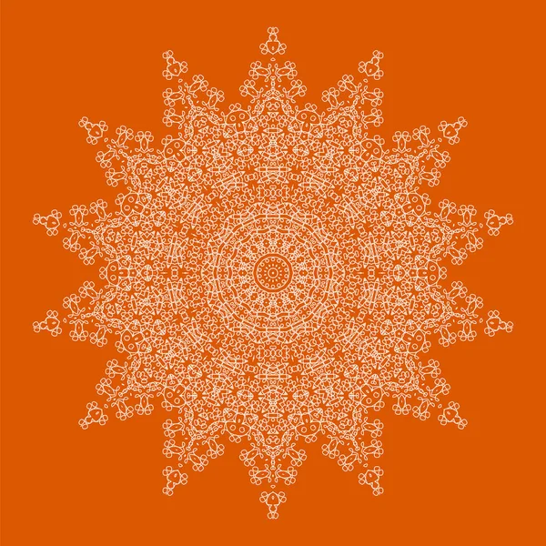 Islam, árabe, indio, motivos otomanos. Adorno de contorno aislado sobre fondo naranja. Amuleto étnico de Mandala — Vector de stock