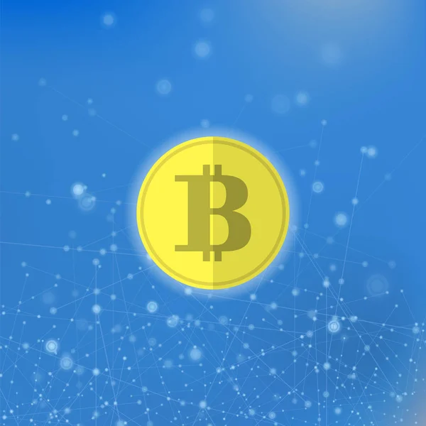 Gelbes Bitcoin-Symbol. Kryptowährungskonzept — Stockvektor