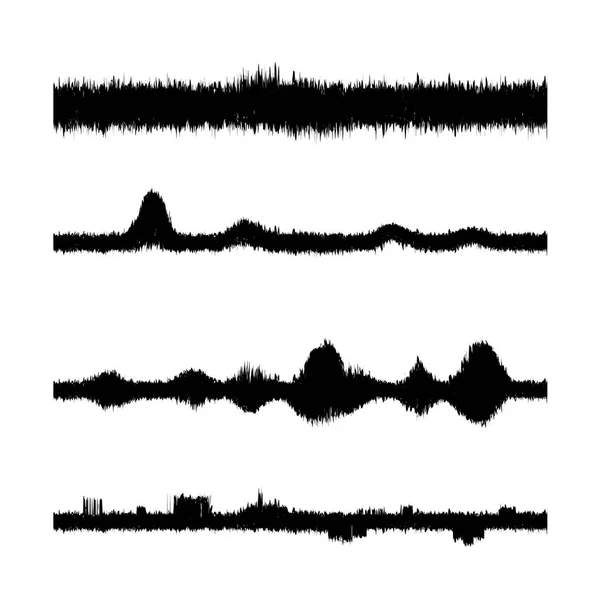 Sound Waves Set. Screen of Equalizer. Musical Vibration Graph. Radio Wave Amplitude — Stock Vector