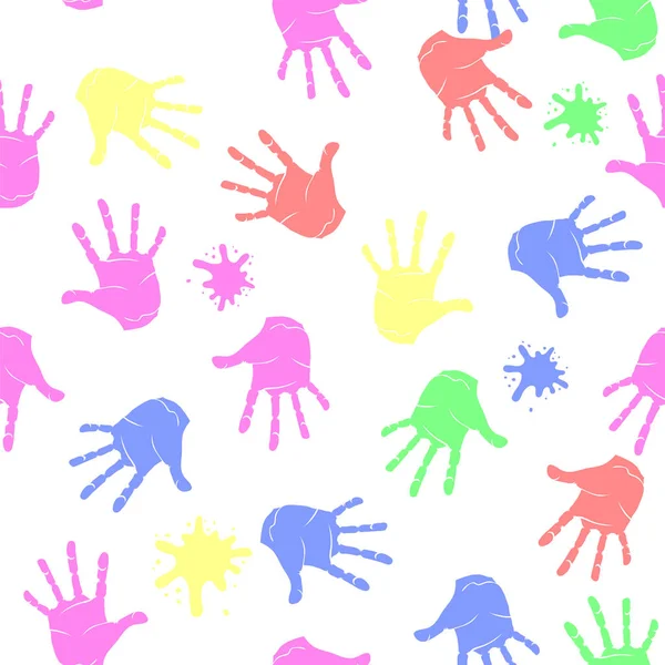Mani colorate modello senza cuciture. Parti della struttura del corpo umano — Vettoriale Stock