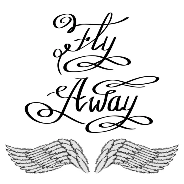 Raster Angel veya Phoenix Wings. Kanatlı Logo Tasarımı. Eagle Bird 'ün bir parçası. El Çizimi Motivasyon Harfleri. — Stok fotoğraf