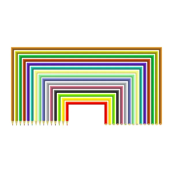 흰색 배경에 고립 된 다채로운 연필 세트 — 스톡 벡터