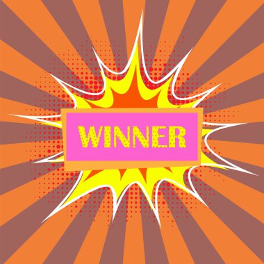 Winner Banner with Gold Letters. Winners Lottery Game Sign for Poker, Cards, Roulette. Vintage Style for Gambling Club.