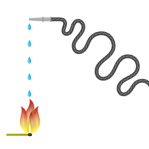 Carrete de manguera de fuego y partidos de combustión en fondo blanco — Archivo Imágenes Vectoriales