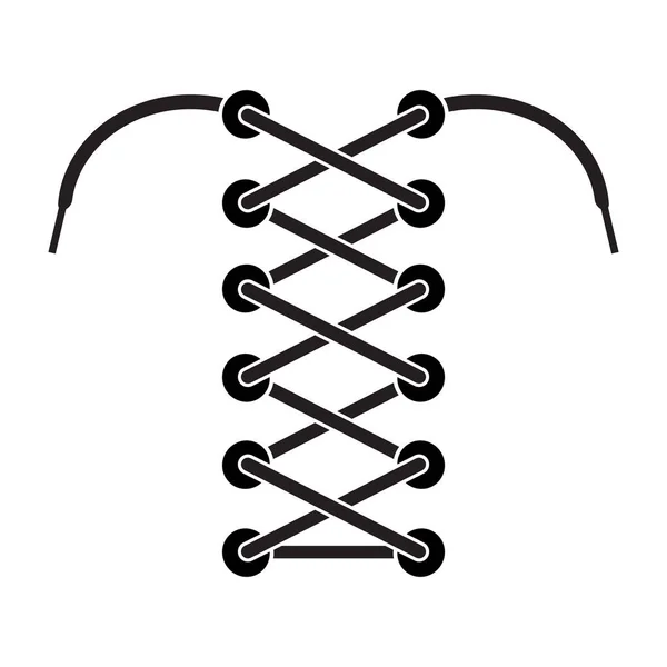 Schwarze Schnürsenkel-Ikone auf weißem Hintergrund — Stockvektor