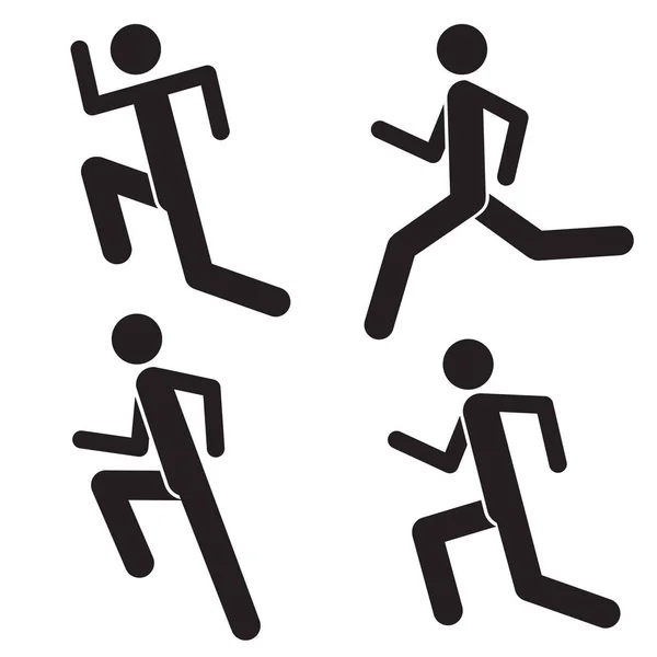 Set of Running Man Icons. Healthy Lifestyle. Male Sprinter. Jogging Athlete. Marathon for People. Walking Sportsman Logo — Stock Photo, Image