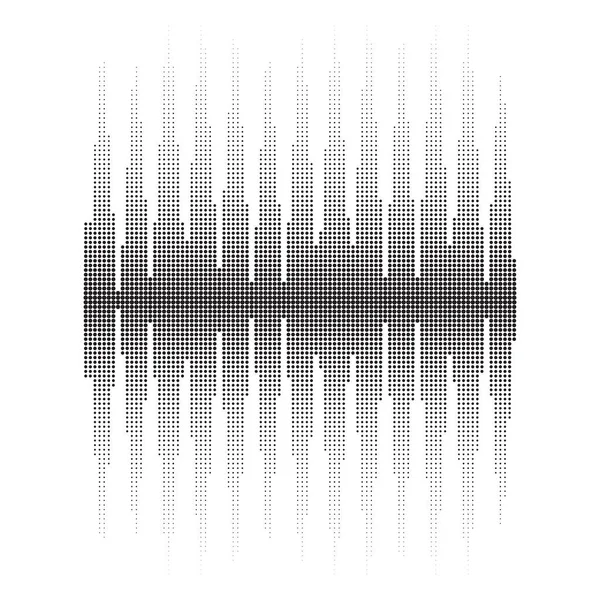 Halbtonschallwellenmuster. Bildschirm des Equalizers. Musikalisches Schwingungsdiagramm. Radiowellenamplitude. — Stockvektor