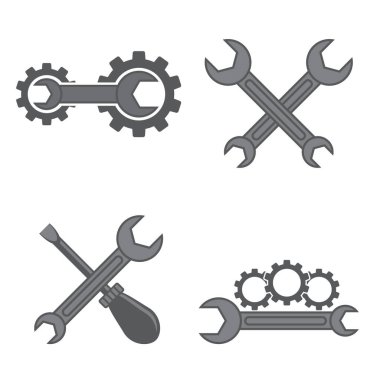 Icon 'u Wrench ve Gear ile onar. Mekanik Servis Konsepti. Teknik Bakım. Banner 'ı rahatsız etmek. Teknik Destek.