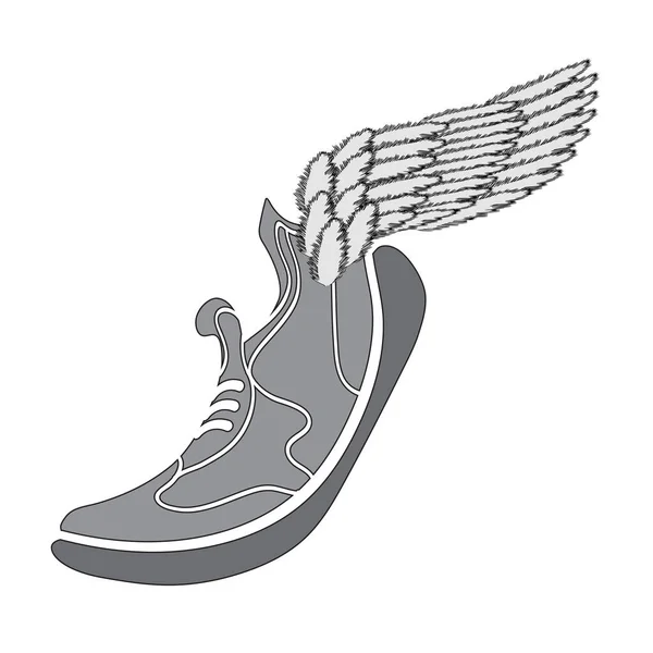 白色背景下的牧场鞋和翼的轮廓 — 图库矢量图片