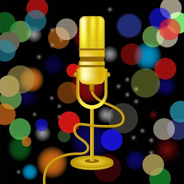 Иконка микрофона Retro Gold на размытом цветном фоне — стоковое фото