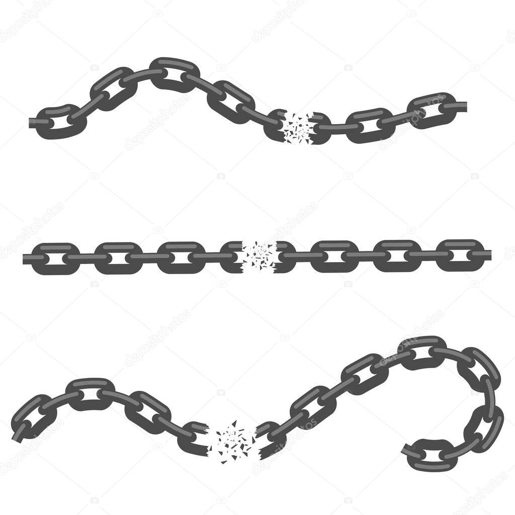 Broken Chain and Explosion on White Background. Freedom Concept
