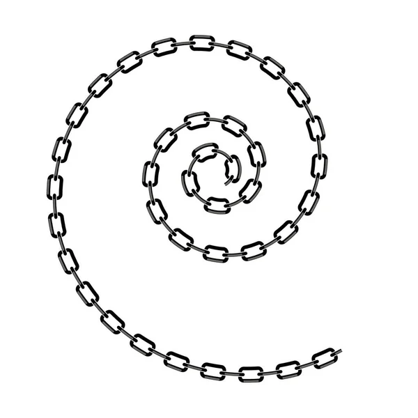 Grey Chain Spiral Isolated on White Background — Stock Vector