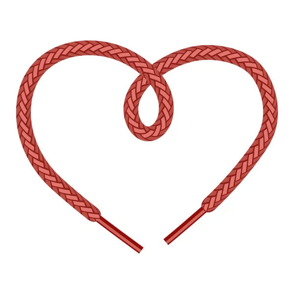 白色背景的红色鞋带。心形符号 — 图库矢量图片