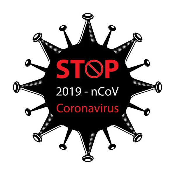 Stop Pandemic Novel Coronavirus Sign Isolated on White Background — Stock Vector
