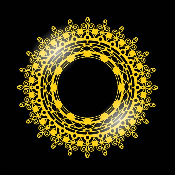 Cadre en or isolé sur fond blanc. Cercle métallique jaune. Luxe rétro — Image vectorielle