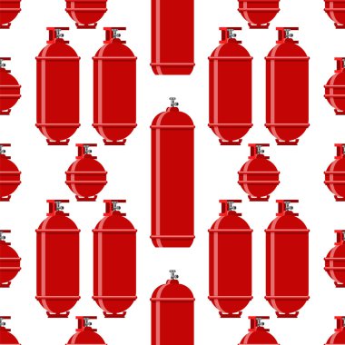 Beyaz Arkaplan 'da izole edilmiş Kırmızı Gaz Tankı Kusursuz Şablon. Propan için Metalik Cylynder Kapsülü