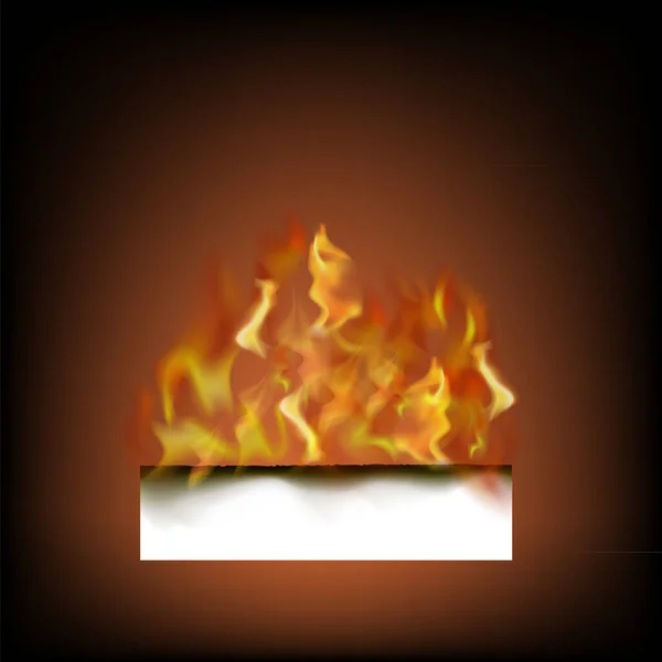 Burning White Paper Isolated on Black Background — Stock Vector