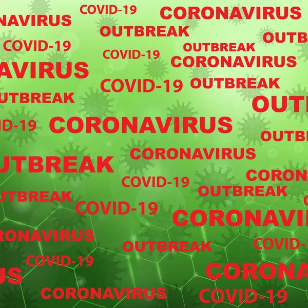 หยุดไอคอนไวรัสโคโรนาไวรัสโรคระบาดบนพื้นหลังสีเขียวเบลอ โคฟิด-19 — ภาพเวกเตอร์สต็อก