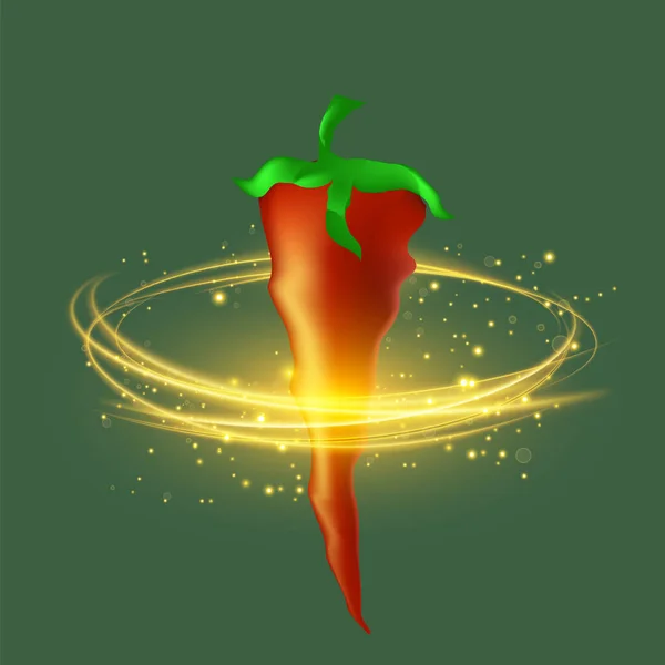 Hot mogen färsk röd paprika på grön bakgrund — Stockfoto