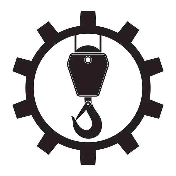 Industrial Hook Icon. Construction Crane Logo. Old Lifting Machinary and Steel Rope. — Stock Photo, Image