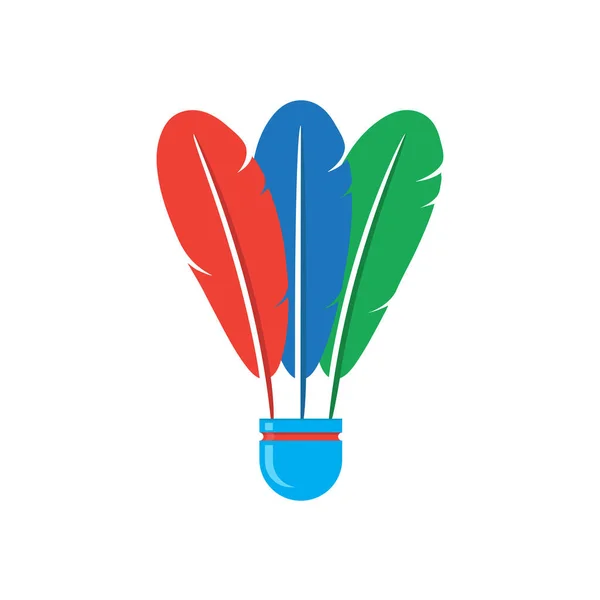 Icona di volano con piume colorate isolate su sfondo bianco — Vettoriale Stock