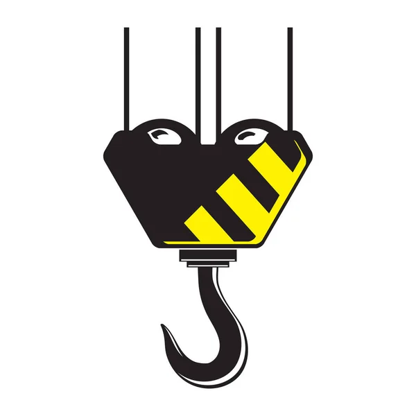 Industrial Hook Icon geïsoleerd op witte achtergrond. Bouw Crane Logo. Oude liftmachine en staalkabel — Stockvector