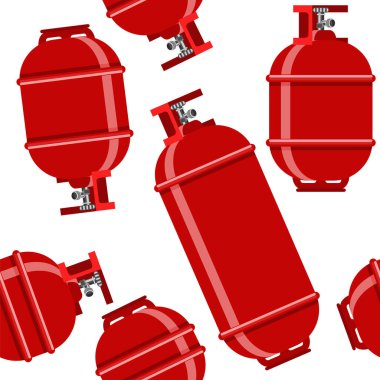 Beyaz Arkaplan 'da izole edilmiş Kırmızı Gaz Tankı Kusursuz Şablon. Propan için Metalik Cylynder Kapsülü