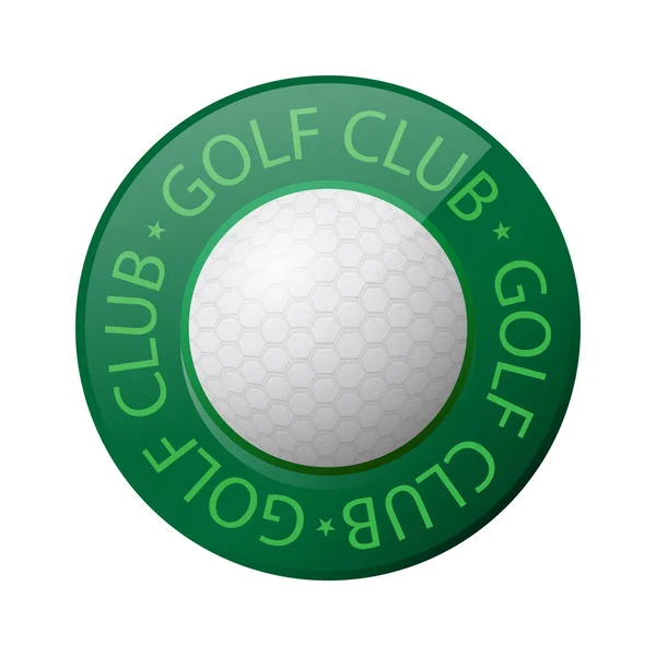 Golf Ball ikon és Golf Club szöveg elszigetelt fehér háttér — Stock Vector
