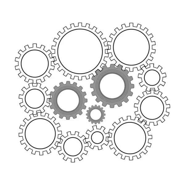 테크노 백 그라운드 (Techno Background) Gear Wheels Icon. 기계류 로고. 기계 공학의 개념이다. Technologic Mechanical Cogwheel Tool — 스톡 벡터