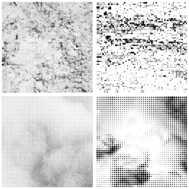 Raster Yarıton Deseni. Noktalar kümesi. Beyaz Arkaplanda noktalı doku. Grunge Şablonu 'nu yükle. Tehlike Doğrusal Tasarımı.