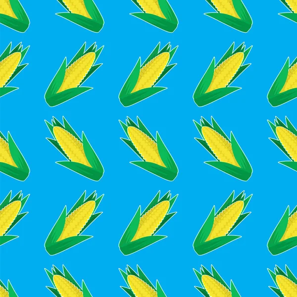 Organic Yellow Fresh Corn Pattern. Natürliche Gold Sweet Food Hintergrund. Sommer Golden Vegetarian Texture. Samenschmuck. — Stockvektor