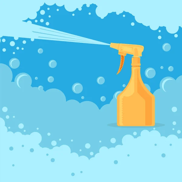 Medizinischer Sanitizer Symbol. Flüssige Seife aus der Flasche zur Desinfektion. Kunststoffspender. Reiniger für Hygiene mit Schaum — Stockvektor