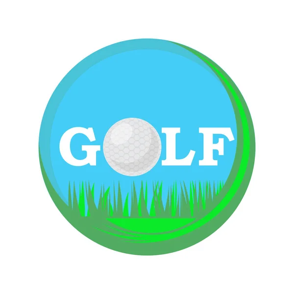 Logo Golf Ball con testo stilizzato isolato su sfondo bianco. Design piatto — Vettoriale Stock