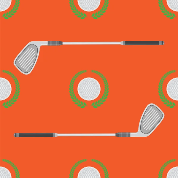 Golf Ball z ikoną Stick i Laurel bezszwowy wzór na czerwonym tle — Zdjęcie stockowe