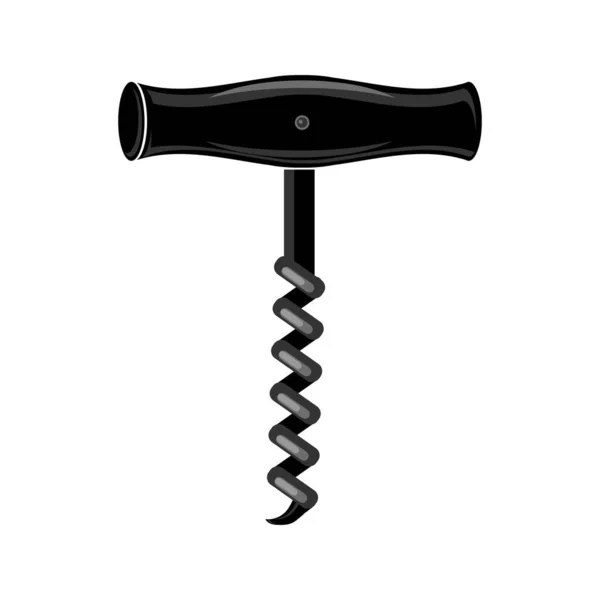 Икона Retro Wood Corkscrew Icon Opening Wine Bible Isolated White — стоковый вектор