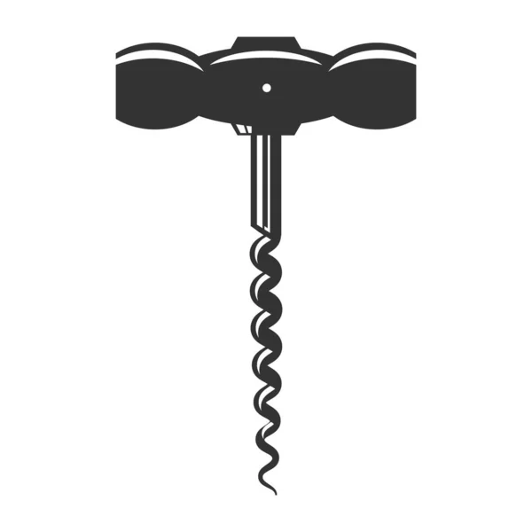 Retro Wood Corkscrew ikon nyitásához borosüveg elszigetelt fehér háttér — Stock Vector