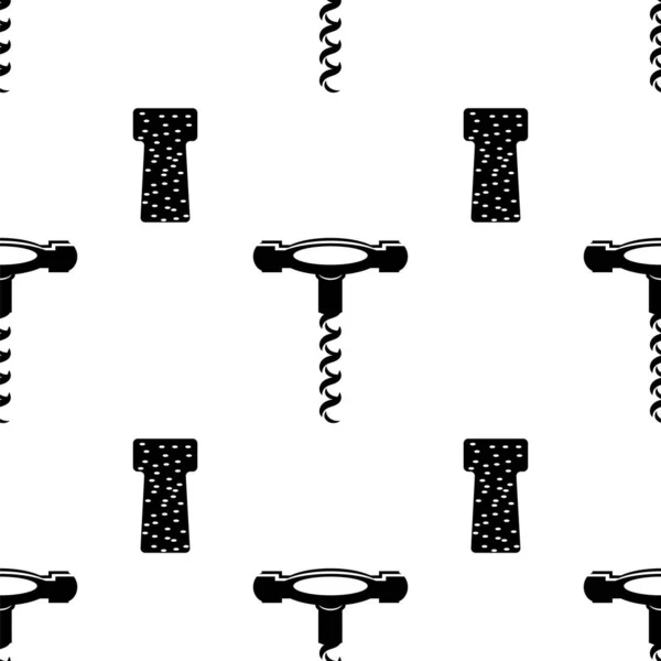 Patrón inconsútil del icono del sacacorchos de madera retro para abrir la botella de vino aislada sobre fondo blanco — Archivo Imágenes Vectoriales