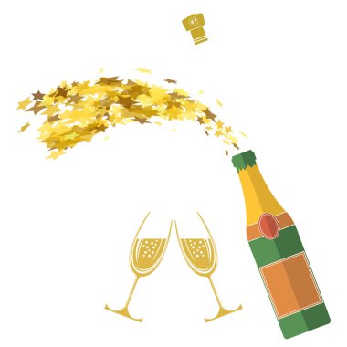Şampanya Şişe Patlaması. - Mutlu yıllar. - Şerefe. Alkolik köpüklü içecek. Kutlarım. Mutlu Noeller..