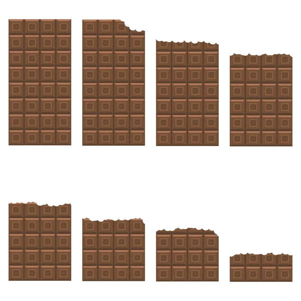 Bitten Milk Brown Chocolate Bar Seamless Pattern. Süßes Essen Set — Stockfoto